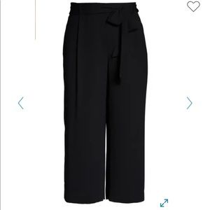 Tie waste cropped black pants